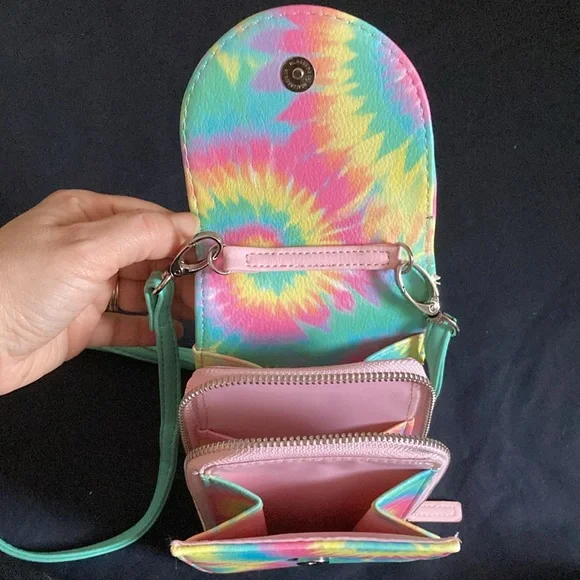 Pretty crossbody bag wallet/purse - tie dye pastel pattern - Picture 2 of 4